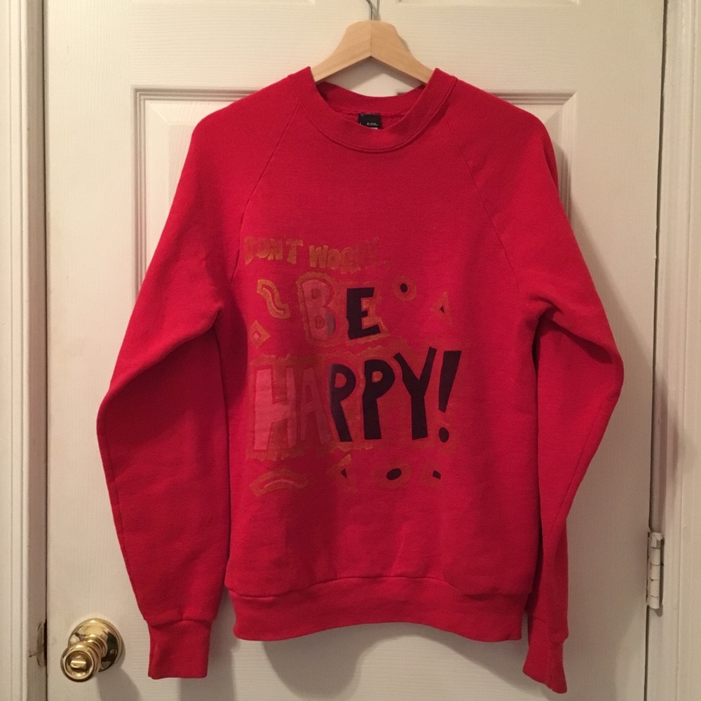 Vintage Crewneck Sweater “Don’t worry, be happy!”